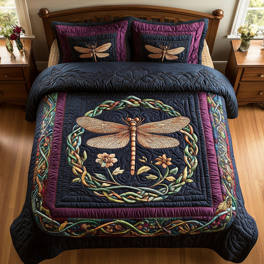 Celtic Dragonfly 3-Piece Quilted Bedding Set NCU0TD2614