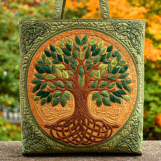 Celtic Green Roots Quilted Tote Bag NCU0TD622