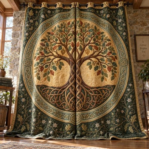 Celtic Ivy Halo Quilted Curtains NCU0VL3996