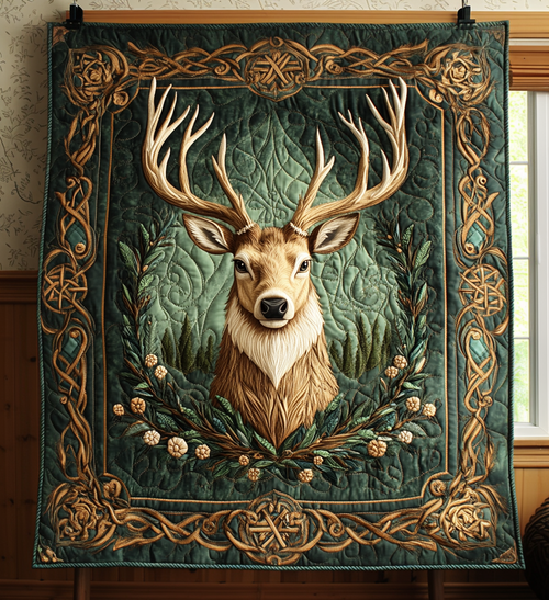 Celtic Stag Quilted Blanket NCU0DV2377