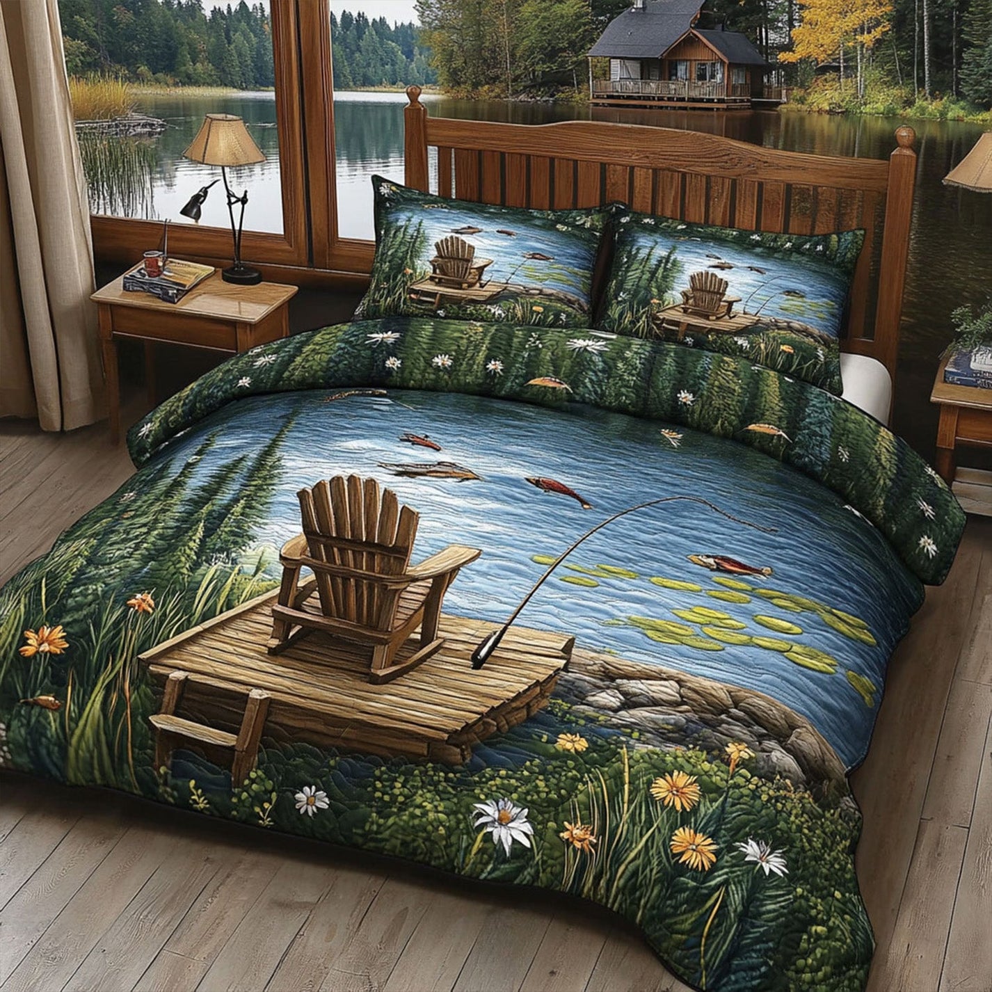 Lake Retreat Quilted Round Mat NCU0NNT1965
