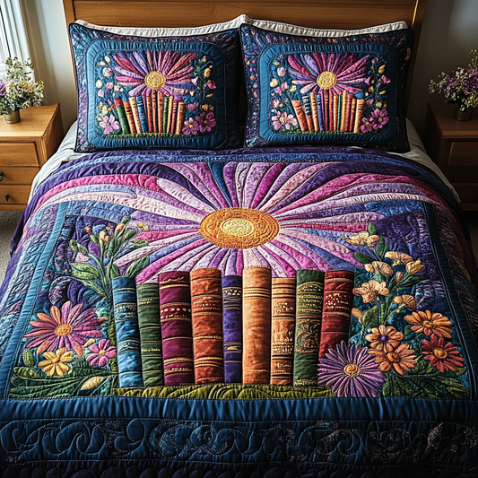 Chapters in Bloom 3-Piece Quilted Bedding Set NCU0DV4186