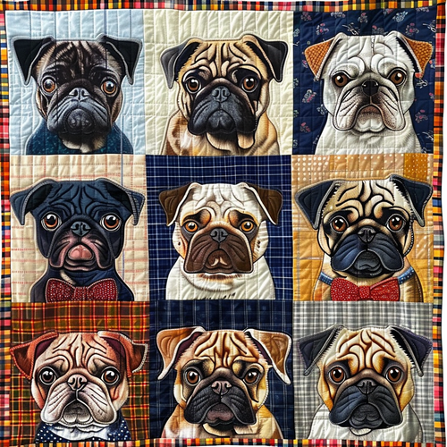 Charming Pugs Quilted Blanket NCU0TH154