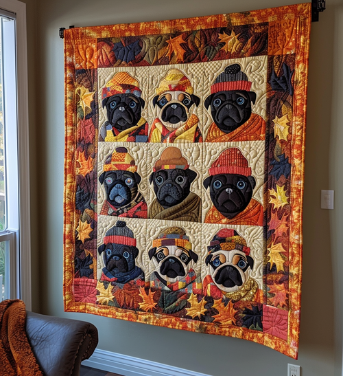 Charming Pugs Quilted Blanket NCU0VL080