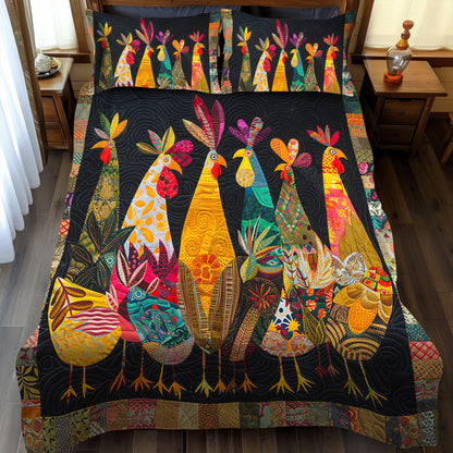 Charming Rooster 3-Piece Quilted Bedding Set NCU0TH885