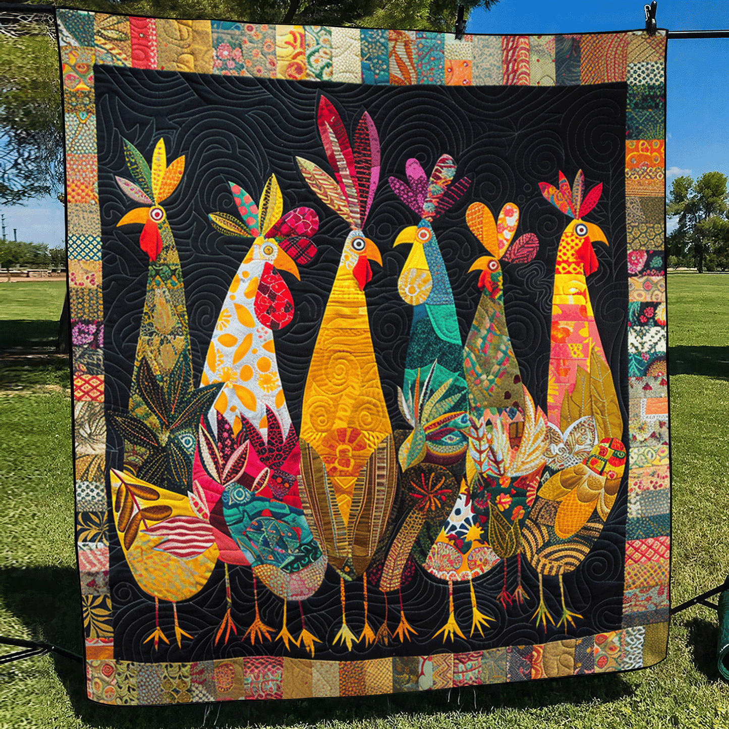 Charming Rooster Quilted Blanket NCU0TH958