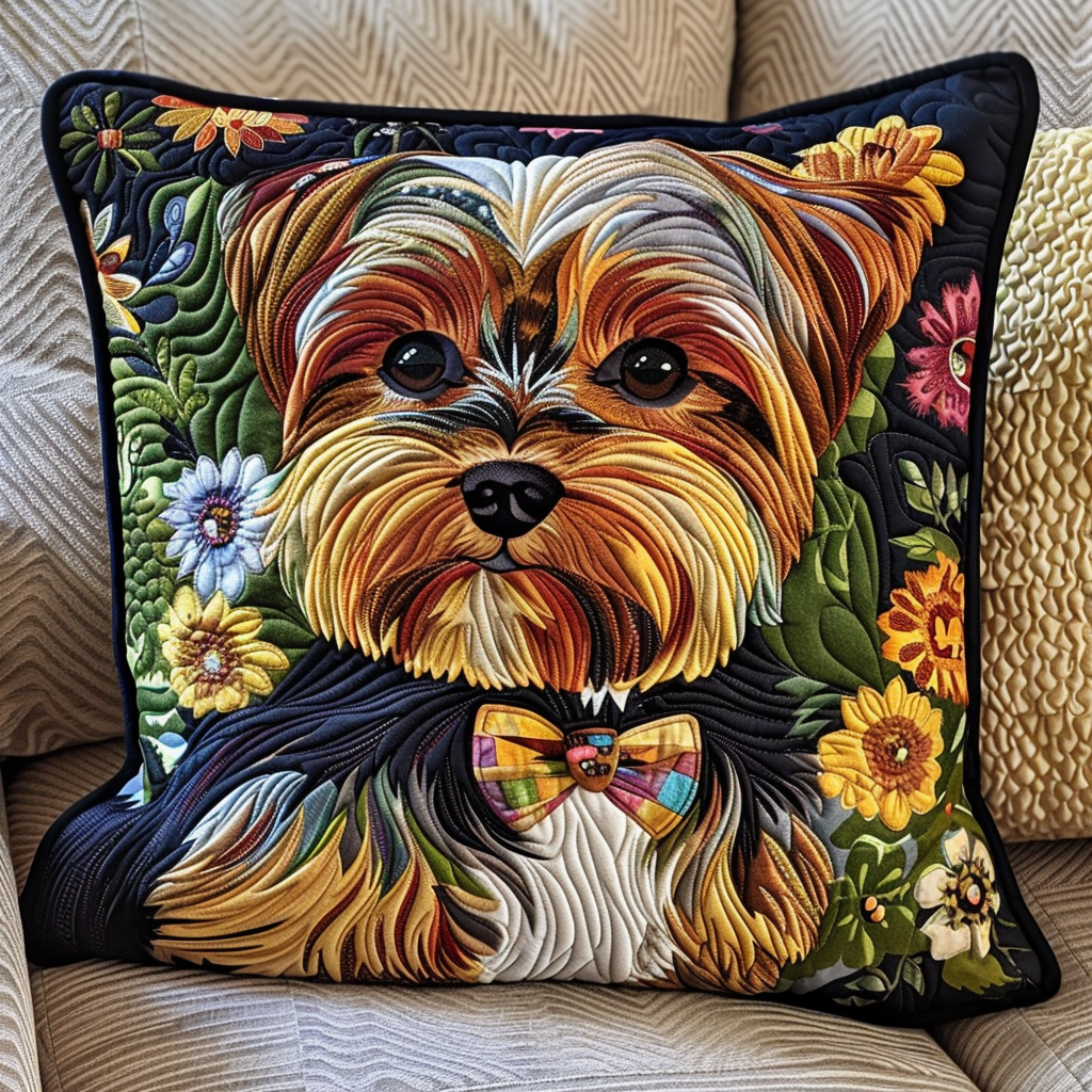 Charming Yorkie Quilted Pillow Case NCU0TH210