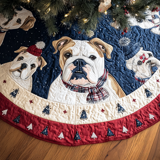 Charming Bulldog Christmas Quilted Tree Skirt NCU0DK10774