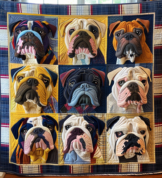 Charming Bulldog Dreams Quilted Blanket NCU0DV1686