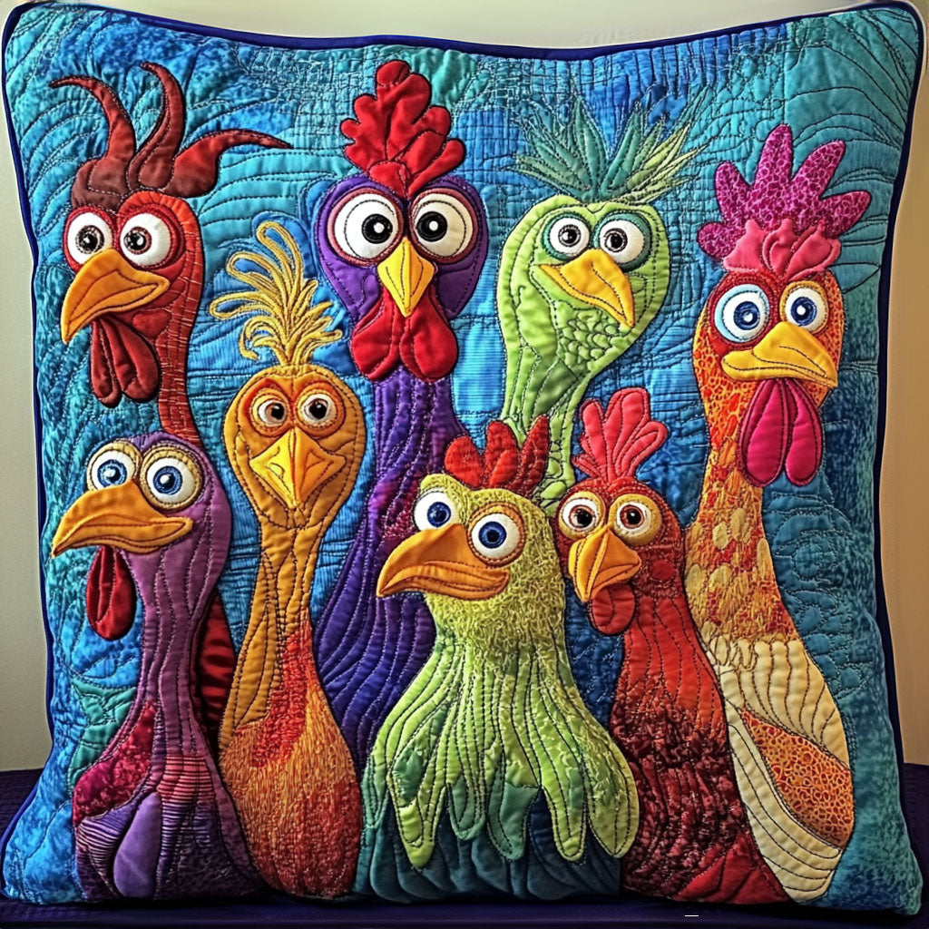 Charming Chickens Quilted Pillow Case NCU0NT6255
