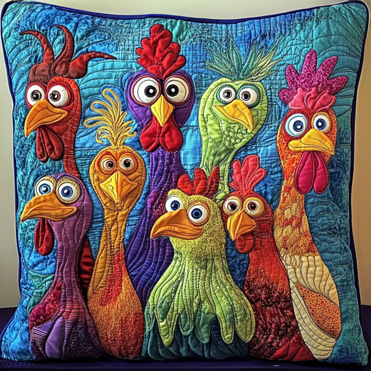 Charming Chickens Quilted Pillow Case NCU0NT6255