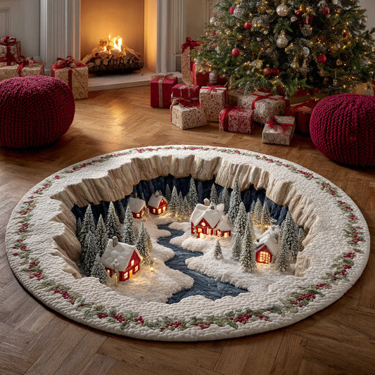 Charming Christmas Village Quilted Round Mat NCU0HH839