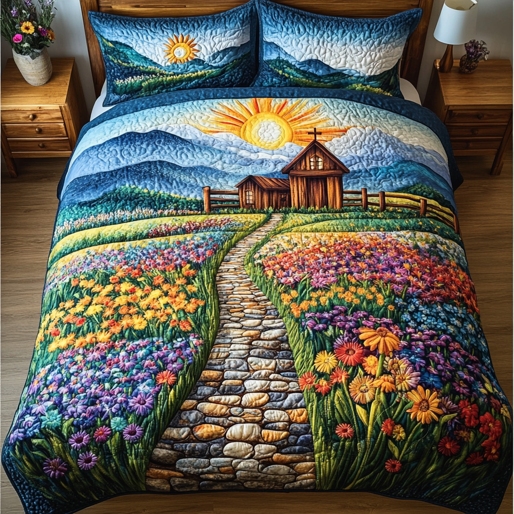 Charming Church 3-Piece Quilted Bedding Set NCU0DK8002
