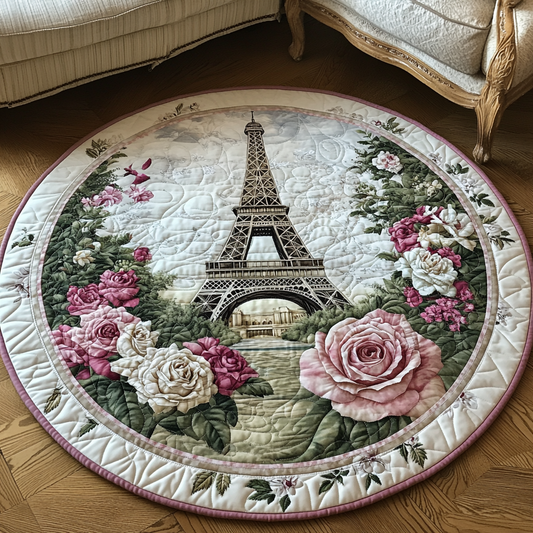 Charming Eiffel Tower Quilted Round Mat NCU0DV5162