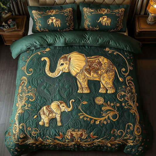 Charming Elephant Tales 3-Piece Quilted Bedding Set NCU0NT8302