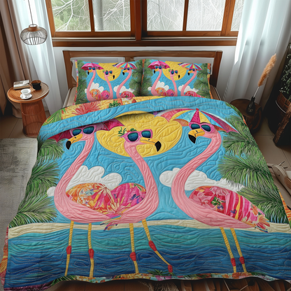 Charming Flamingo 3-Piece Quilted Bedding Set NCU0VL565