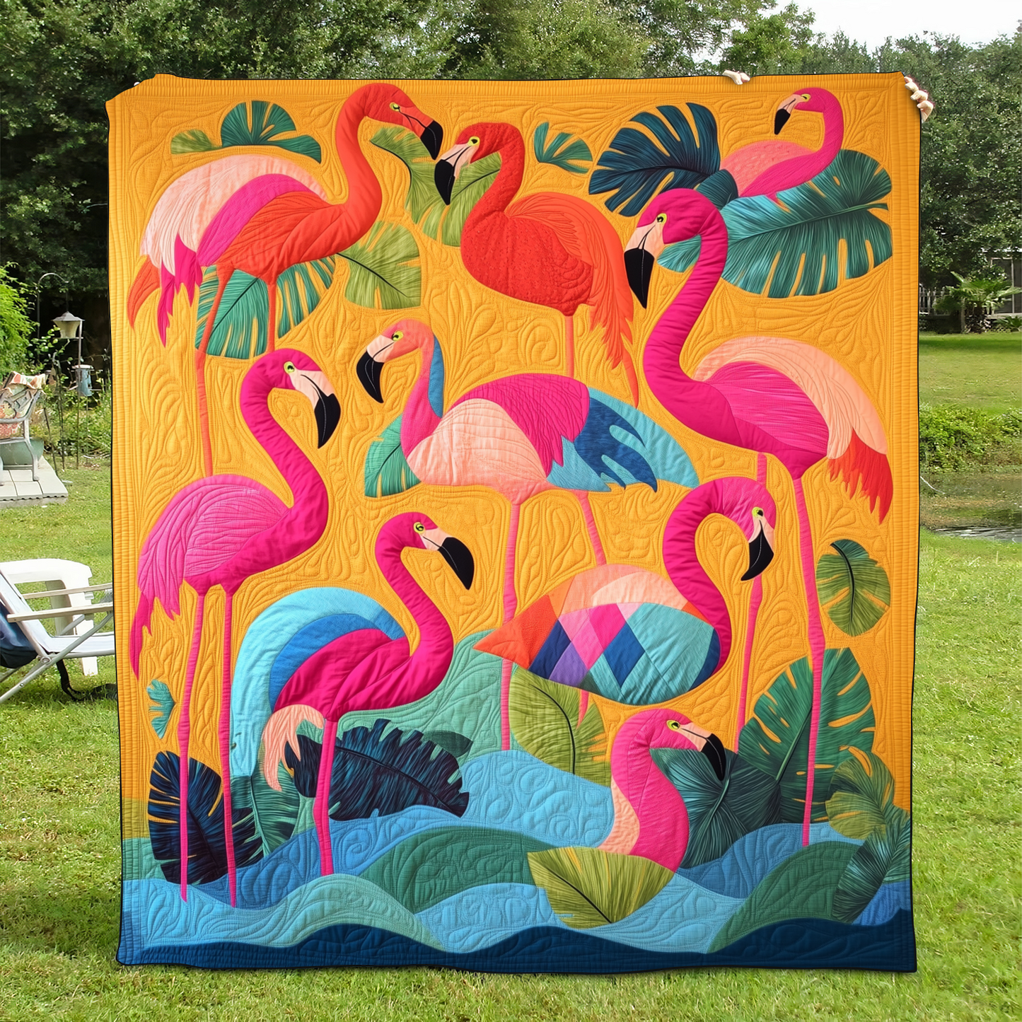 Charming Flamingo Quilted Blanket NCU0VL469