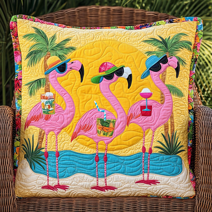 Charming Flamingo Quilted Pillow Case NCU0VL541