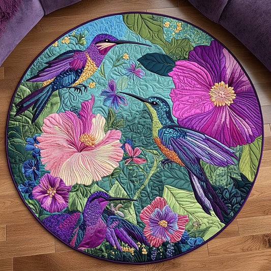 Charming Hummingbird Day Quilted Round Mat NCU0NT8261