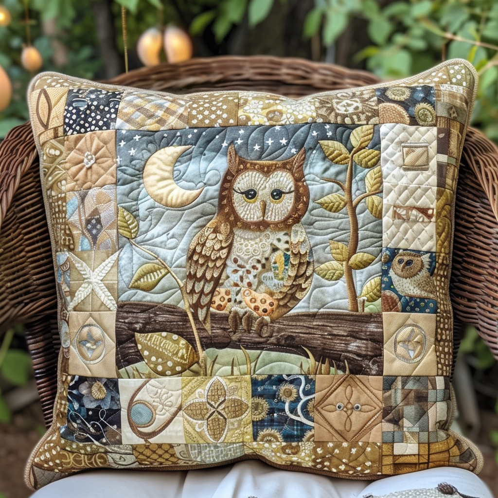 Charming Owl Quilted Pillow Case NCU0VL153