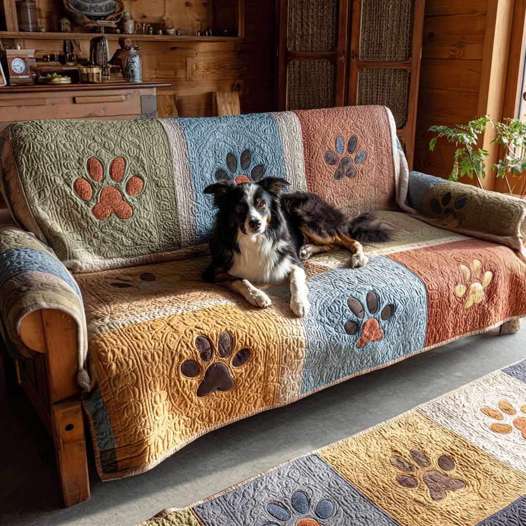 Charming Paw Quilted Sofa Cover NCU0PT10998