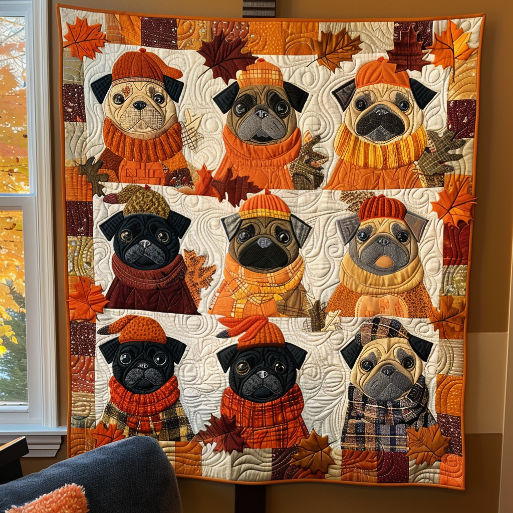 Charming Pugs Quilted Blanket NCU0VL297