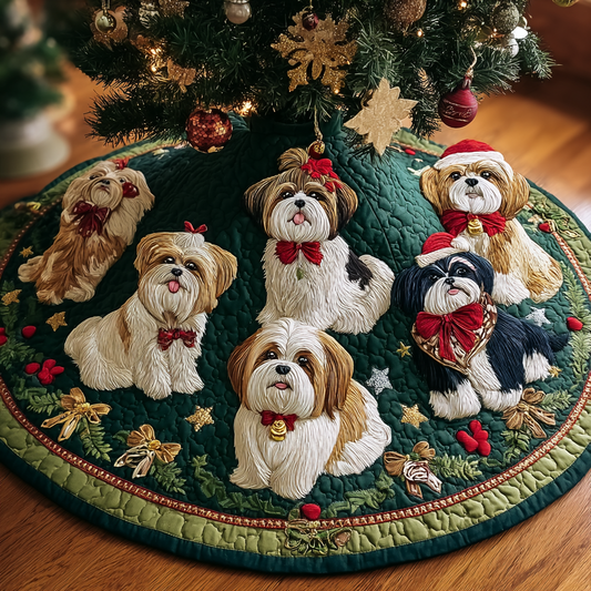 Charming Shih Tzu Christmas Quilted Tree Skirt NCU0DK10721
