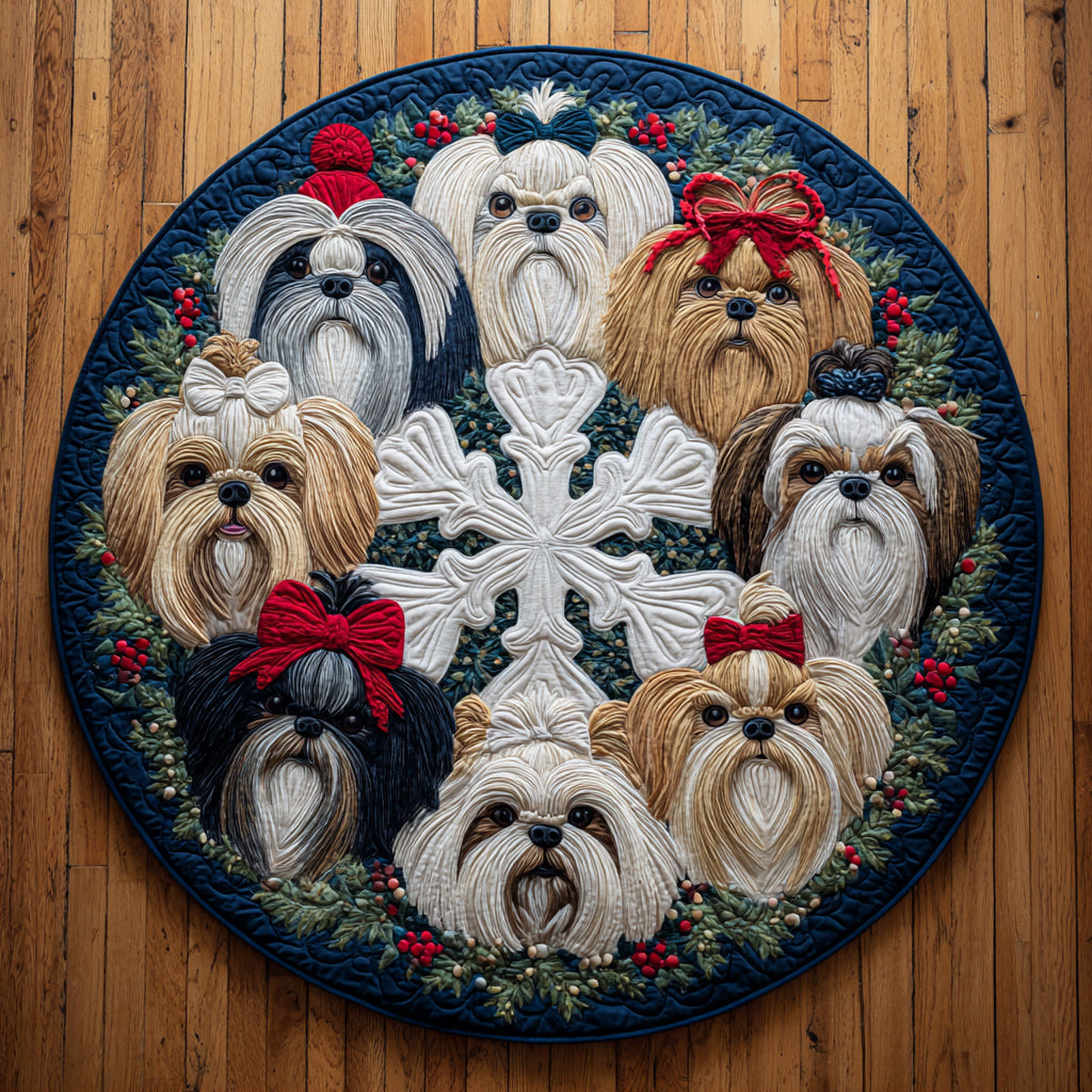 Charming Shih Tzu Quilted Round Mat NCU0HH1096