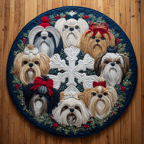 Charming Shih Tzu Quilted Round Mat NCU0HH1096