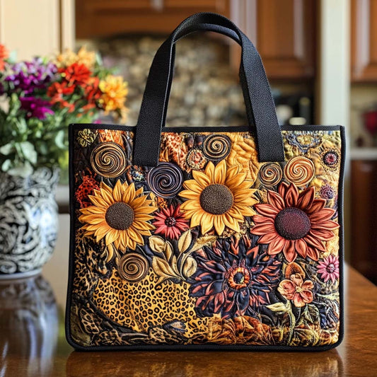 Charming Sunflower Path Quilted Tote Bag NCU0NT8460