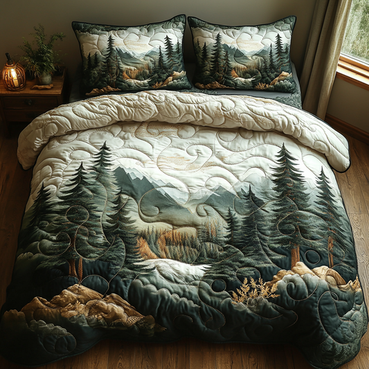 Charming Winter Forest 3-Piece Quilted Bedding Set NCU0DV5300