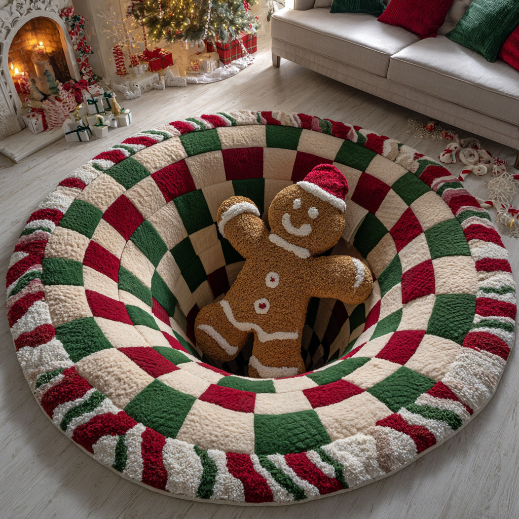 Checker Gingerbread Man Round Carpet NCU0HH1298