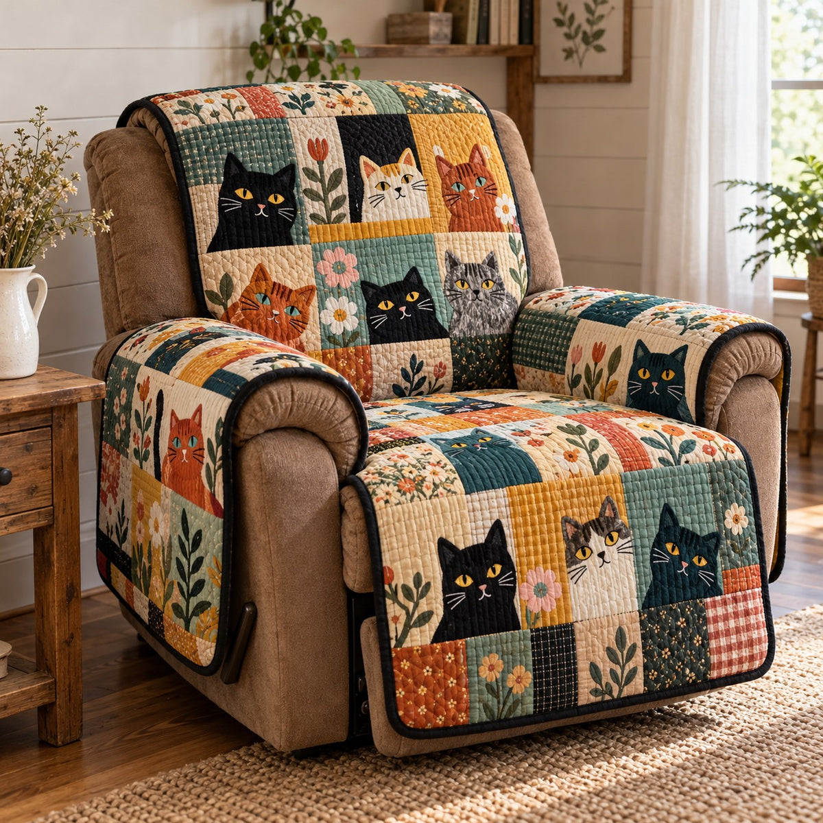Checker Kitty Parade Quilted Sofa Cover NCU0PT12299