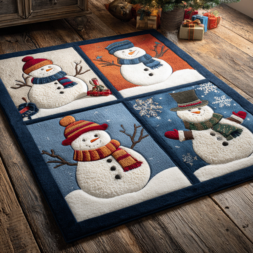 Checker Snowman Blocks Area Rug NCU0HH1326