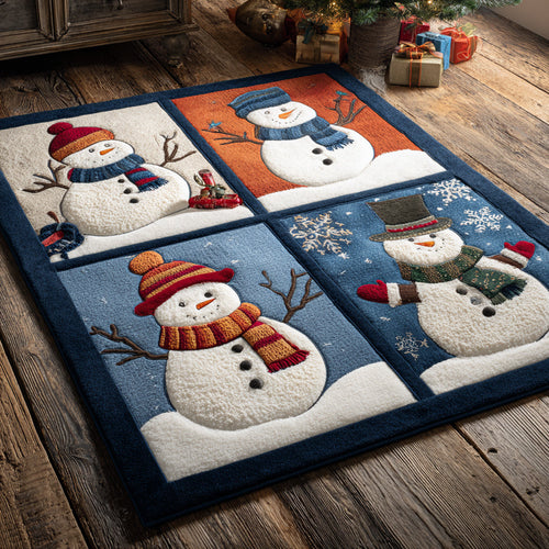 Checker Snowman Blocks Area Rug NCU0HH1326