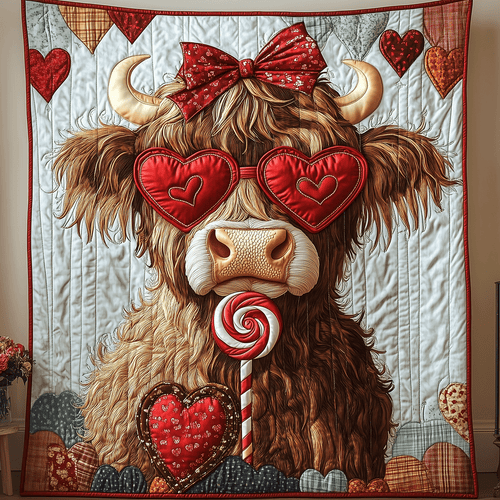 Cheeky Highland Cow Quilted Blanket NCU0TH2513