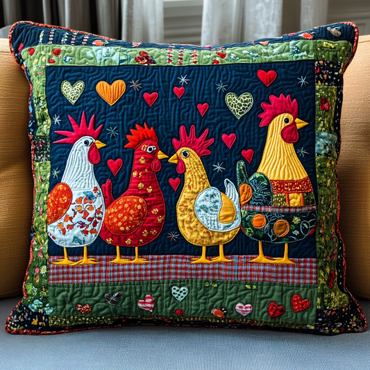 Cheerful Cluckers Quilted Pillow Case NCU0NT2084