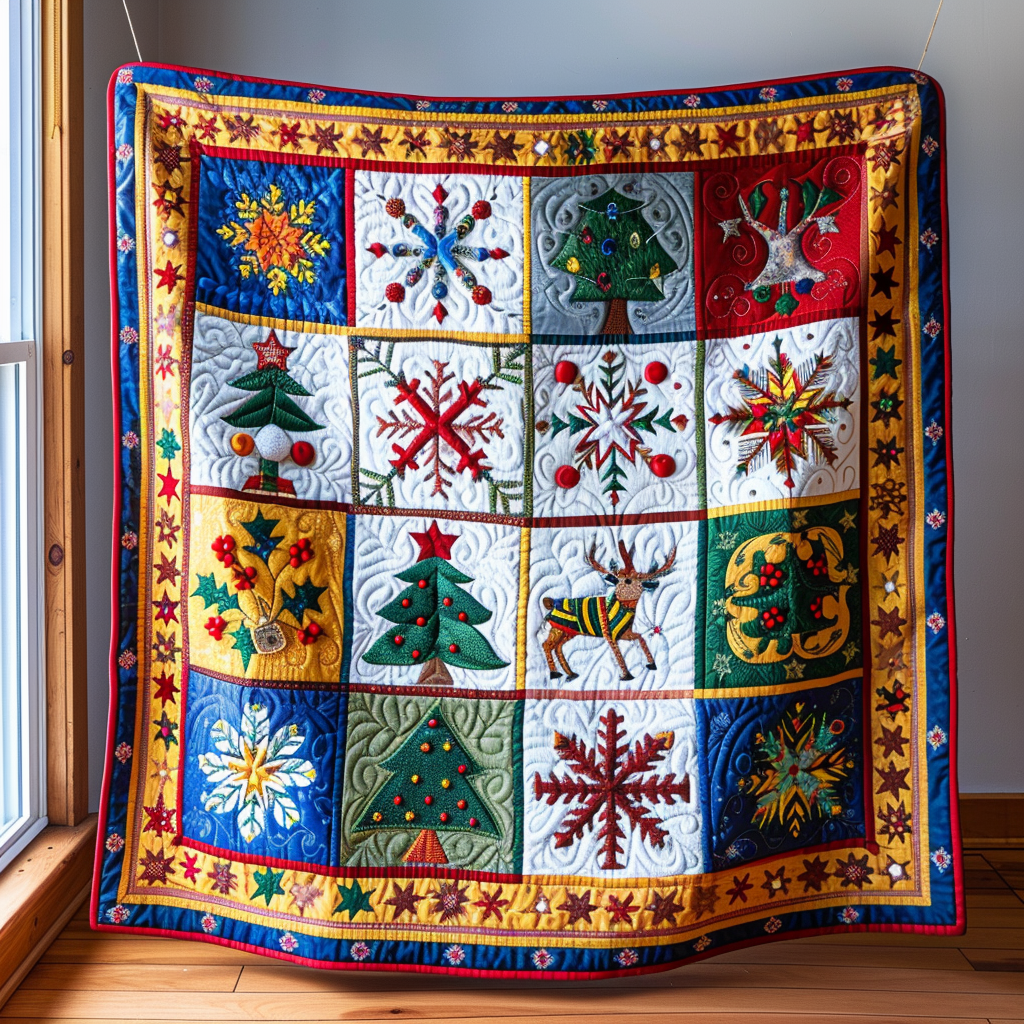 Cheerful Holiday Quilted Blanket NCU0PD139