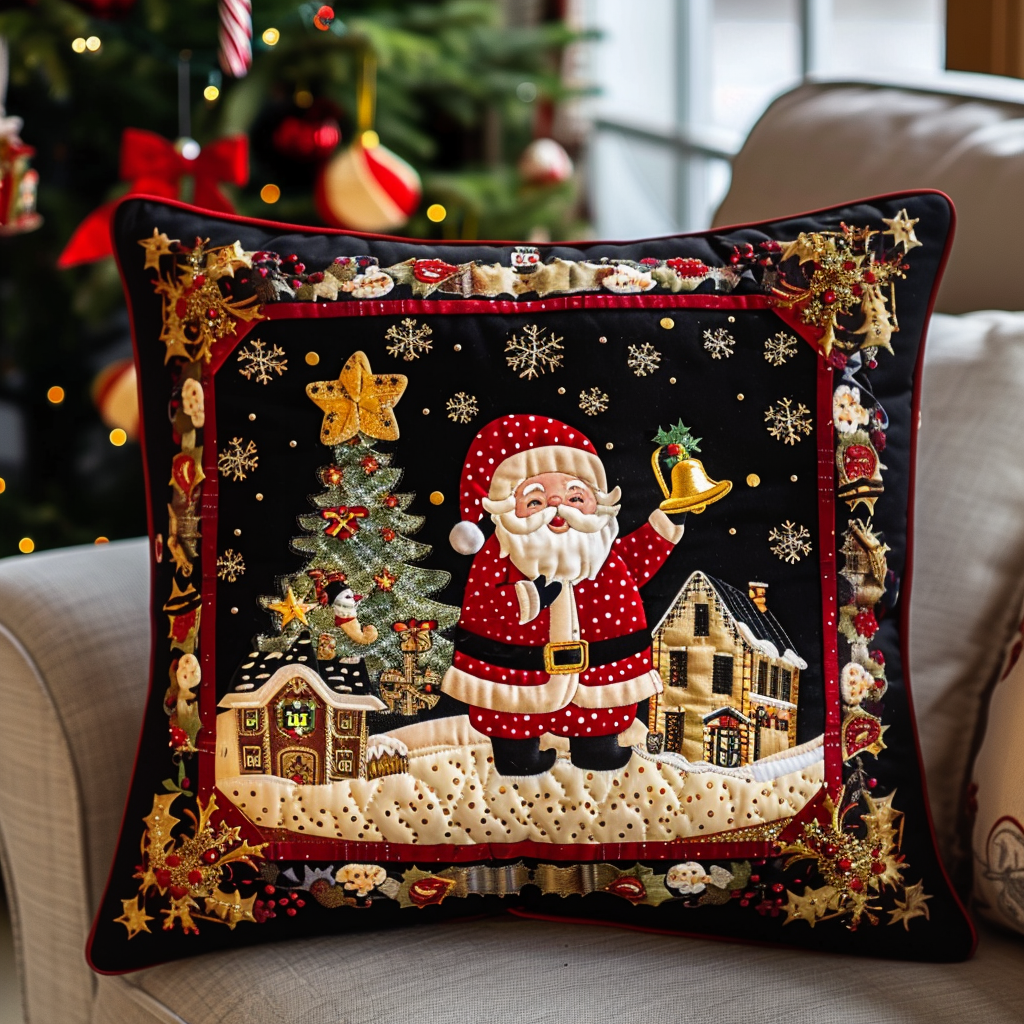 Cheerful Santa Quilted Pillow Case NCU0DV236