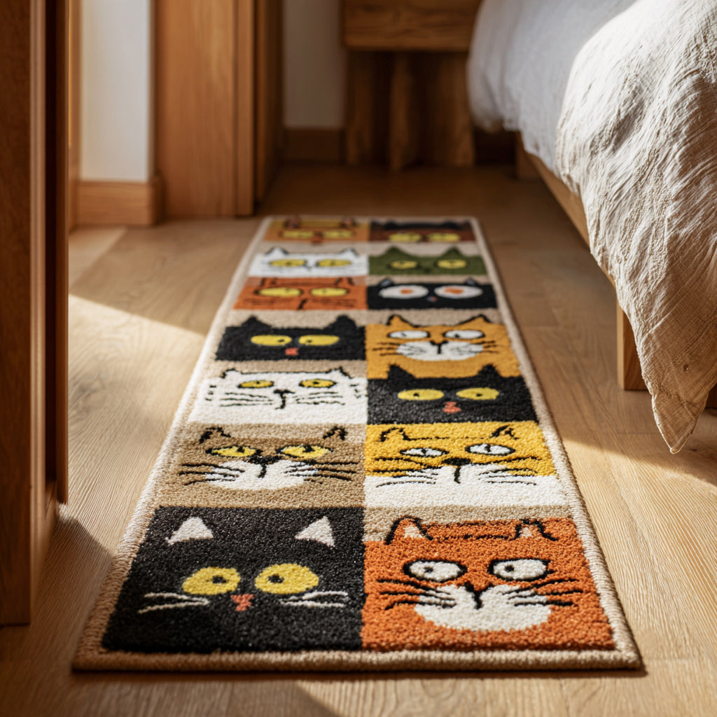 Cheerful Cat Faces Runner Carpet NCU0HH945