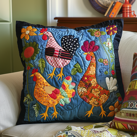 Cheerful Chicken Quilted Pillow Case NCU0TL514