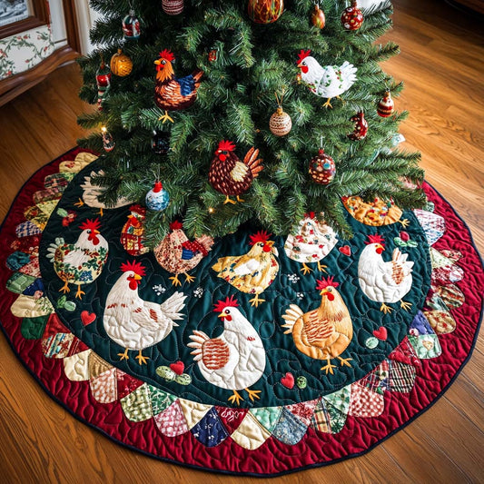 Cheerful Chicks Christmas Quilted Tree Skirt NCU0NT2085