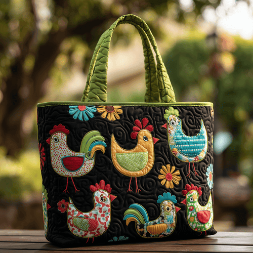 Cheerful Chooks Farm Quilted Tote Bag NCU0TH2853