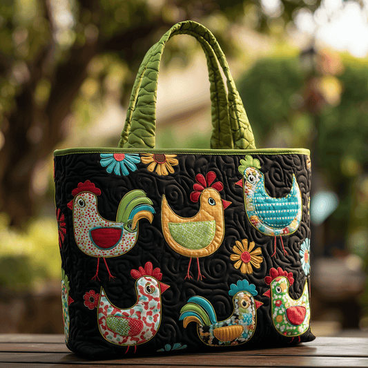 Cheerful Chooks Farm Quilted Tote Bag NCU0TH2853