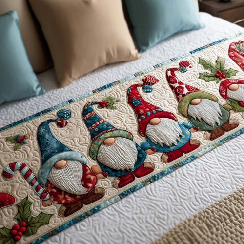 Cheerful Gnomes Quilted Bed Runner NCU0NT10293