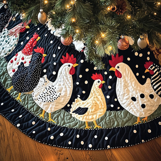 Cheerful Hens Quilted Christmas Tree Skirt NCU0PT2267