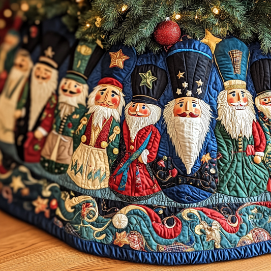 Cheerful Nutcrackers Quilted Christmas Tree Skirt NCU0VH616