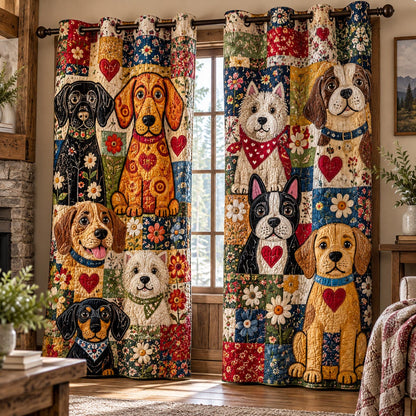 Cheerful Puppy Friends Quilted Curtains NCU0DV10379