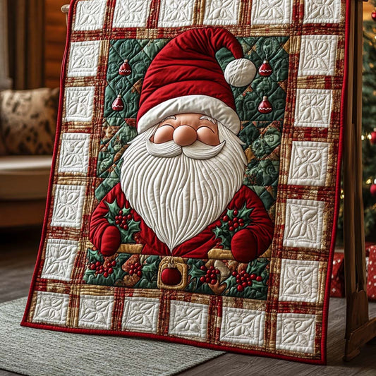 Cheerful Santa Centerpiece Quilted Blanket NCU0XD701