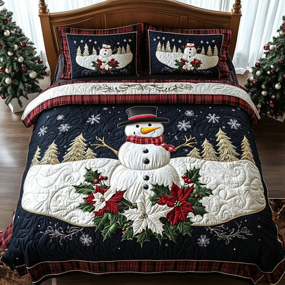 Cheerful Snowmen 3-Piece Quilted Bedding Set NCU0DV8531